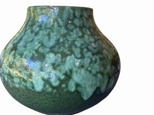 Rare Anton Lang Oberammergau Germany Studio Pottery Vase Signed Green Glaze picture
