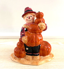 Ceramic Scarecrow In Pumpkin Patch Fall Harvest Figurine Thanksgiving Decor picture
