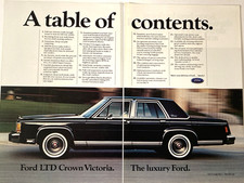1985 Ford LTD Crown Victoria Two Page Print Ad Table Of Contents picture