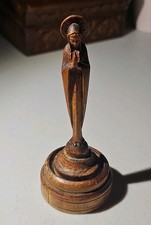 Vintage ANRI Italy Wood Carved Praying Madonna Figurine 3.5