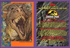 1992 Topps Jurassic Park T-Rex Dinosaur Illustration Promotional Sample Promo picture