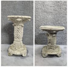 Pair of 2 Home Interiors Pillar Candle Holders White 6” & 4” Tall picture