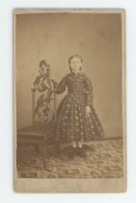 Antique CDV Circa 1860s Civil War Tax Stamp Lovely Young Girl Pittsburgh, PA picture