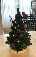 Vintage 1981 Nowells Mold Ceramic Christmas Tree 18” Holly Base picture