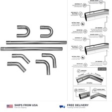 2.5 Exhaust Pipe Kit Mild Steel Mandrel 45 90 Straight U-Bend Tube 8Pcs 2 1/2... picture