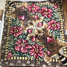 Vintage Chase Carriage Buggy Lap Blanket Horse Hair Mohair Racoon Pelts/Flowers picture