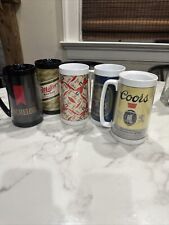 5 Vintage West Bend Thermo-Serv USA.. Plastic Advertised Beer Mugs 6 1/2” H picture