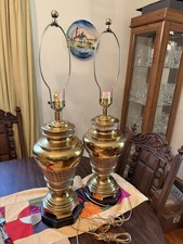 PAIR VINTAGE FREDRICK COOPER CHICAGO BRASS TABLE LAMPS picture