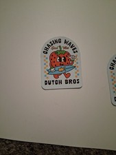 Vintage Dutch Bros Chasing Waves Strawberry Surfer Sticker picture