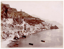 Carlo Brogi, Italy, Contorni di Napoli, Amalfi, Panorama vintage albumen print picture