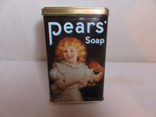 Vintage Pears Soap Savon tin with girl holding candle picture