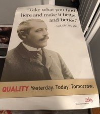 Rare Eli Lilly Founder Corporate Office Poster – 36” x 24” – Vintage Style picture