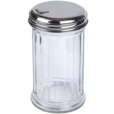 BNYD Glass Sugar Shaker Dispenser Pourer, 5.5 inch | Clear glass shaker bottle w picture