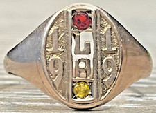 10K Gold Filled GF 1919 CLASS RING College University 'LA' Red & Yellow Stones picture