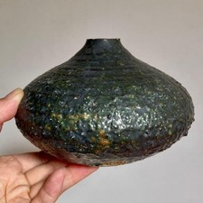 Magma Green Glaze Pot, Handcrafted, Antique Ceramic Flower Vase picture