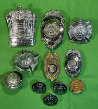 Lot of 8 Antique Retired New Jersey Firemen's Badges and 3 Buttons Obsolete picture