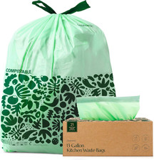 Cleanomic Compostable* Trash Bags with Drawstring (13 Gallon, 25 Units, Tall)... picture