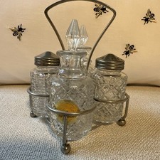Eales of Sheffield 1920's style English Condiment set/ glass decanters/ caddy picture
