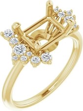 10K Yellow Gold Over 9x7mm Emerald Diamond Semi-Mount Wedding Engagement Ring picture
