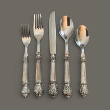 Godinger for Neiman Marcus Plume Pattern Flatware One Place Setting 5 Pcs picture