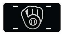 Laser Etched Milwaukee Brewers Black Metal Vanity Aluminum License Plate Tag picture