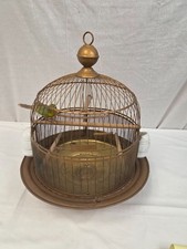 Vintage 1920s HENDRYX USA Deco table top Brass Bird Cage complete feeder & bath  picture