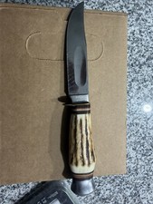 Vintage HOFFRITZ Solingen Germany Hunting Knife Stag Antler Handle Fixed Blade picture