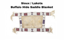 Handmade Native American Buffalo Hide Saddle Blanket Sioux Style Lakota Beadwork picture