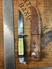 1945-1946 P48 Western Boulder Co Fixed Blade Knife -Steel Guard Amber Full Blade picture
