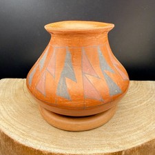 Vintage Mata Ortiz Native Pottery Vessel Pot Signed B. Soto Geometric Design picture