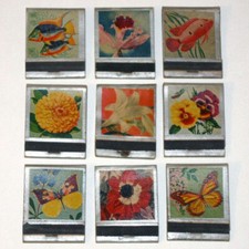 Vintage 1955 OHIO BLUE TIP & Red Tip Front Strike MATCHBOOKS Butterflies Flowers picture