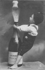 H77/ Interesting RPPC Postcard c1910 Happy New Year Child Champagne 165 picture