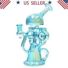9inch Glass Bongs Water Pipes Tobacco Smoking Recycler Bong Hookah w/14mm bowl picture
