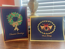 Masterpiece Studio Christmas Cards French Horns Wreath Gold Foil picture
