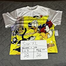 Disney Donald Duck Shirt Mens Extra Large Yellow AOP Jersey Cartoon USA picture