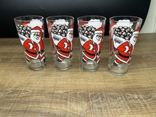 Vintage In-N-Out Burger Santa Christmas Drinking Glasses Set of 4 1980s picture