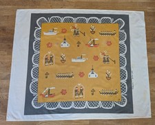 Vintage Gocken Jobs  Fabric Dalecarlia Sweden Scandi Handtryck light stains picture