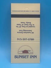 Vintage SUNSET INN Brady Texas Matchbook Cover Hotel Motel Advertising picture