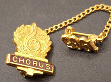 Vintage 1965 Gold Tone Chorus Lapel Pin Music Choir Award Singing Brooch picture