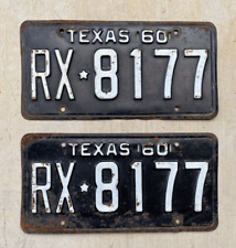 Vintage 1960 Texas License Plate Set RX 8177 Original Pharmacy Doctor Nurse picture