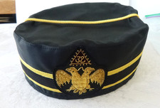 Vtg Freemason Masonic Hat w/Case 32nd Degree Double Eagle Cap Size 7 3/8 picture