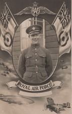 RAF UK Airman Biplane Inter-War Uniform Portrait 1920s - RPPC Photo Postcard picture