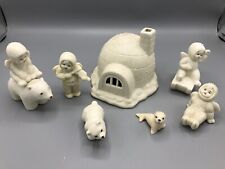 Fine Hand Crafted Jade Porcelain 7 Piece Polar Snow House Christmas Collection picture