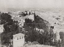 Granada Spain Alhambra Palace Cityscape Hilltop Fortress View Vtg. Photo 19thC. picture