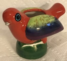 Small Tropical Red Bird Planter Bud Flower Holder Collectible picture
