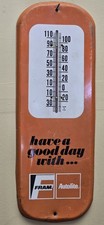 VINTAGE FRAM AUTOLITE ADVERTISING THERMOMETER GAS OIL STATION SIGN picture