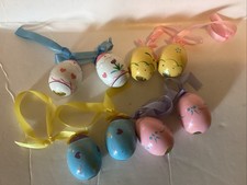 Vintage Russ Berrie Egg Ornaments #4119 Hand Painted Pastel Set of 8 Made Taiwan picture