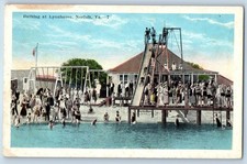 1920 Norfolk Virginia Vintage Postcard Bathing Lynnhaven Swimming Slides Beach picture