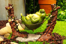 Lazy Day Whimsical Fat Frog Sleeping On Hammock Statue for Storybook Tale Animal picture