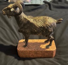 Antique 1800's  bronze ram statue figure sculpture realistic picture